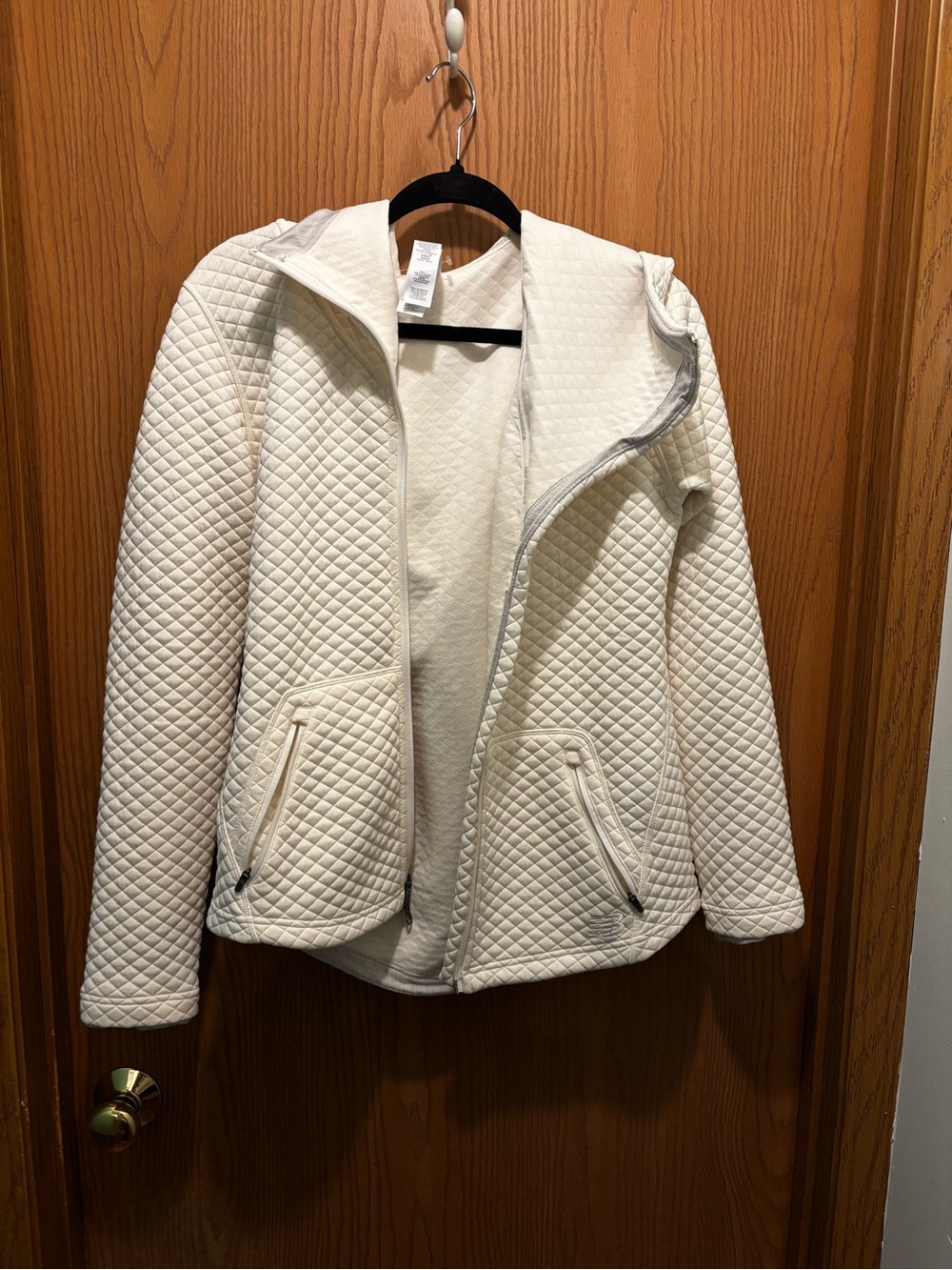 New Balance Quilted Hooded Jacket in Off-White